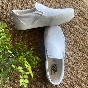 Vans slip on platform white canvas sz 8.5